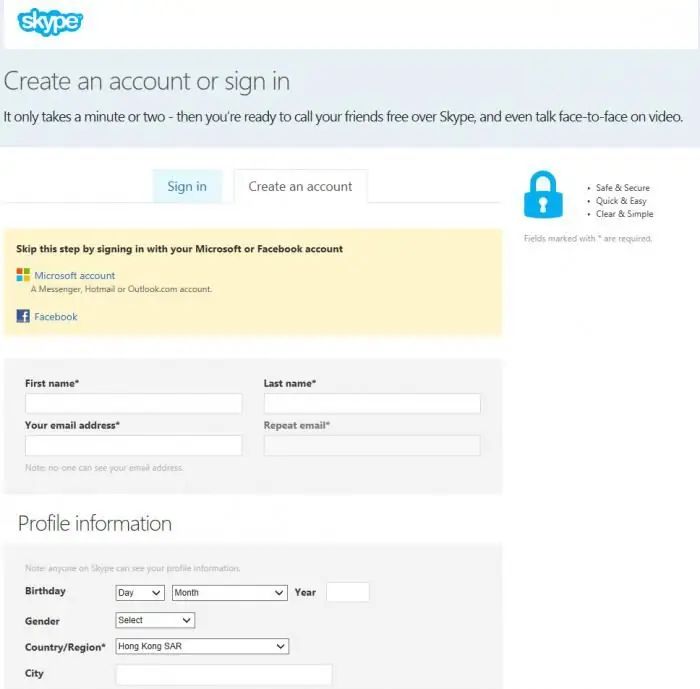 Daftar untuk skype sekarang