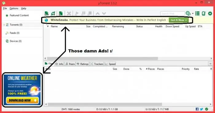 ինչպես հեռացնել գովազդները torrent-ում
