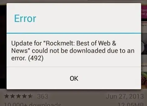 error 492 play store