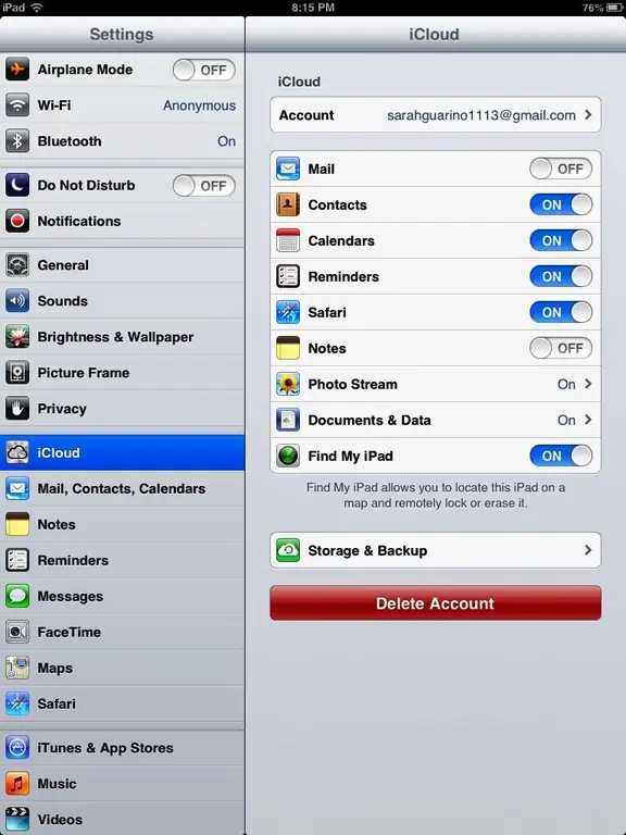 حساب کاربری icloud