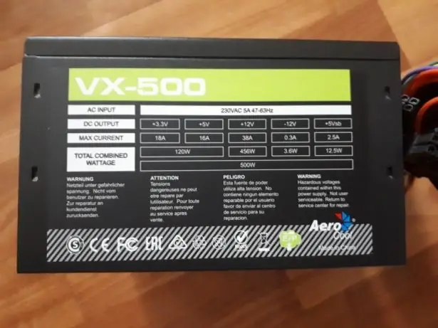 power supply aerocool vx 500 specifications